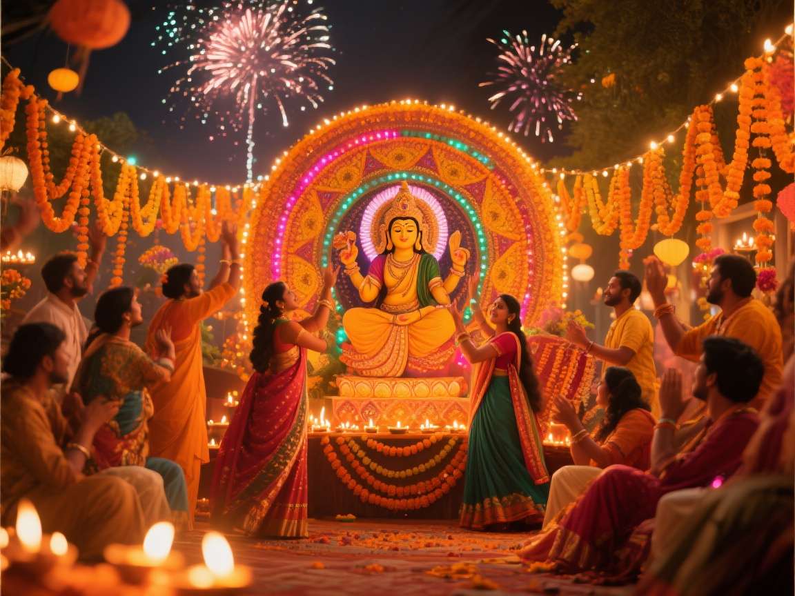 Diwali Festival Celebration Diwali celebration with traditional decorations and lights