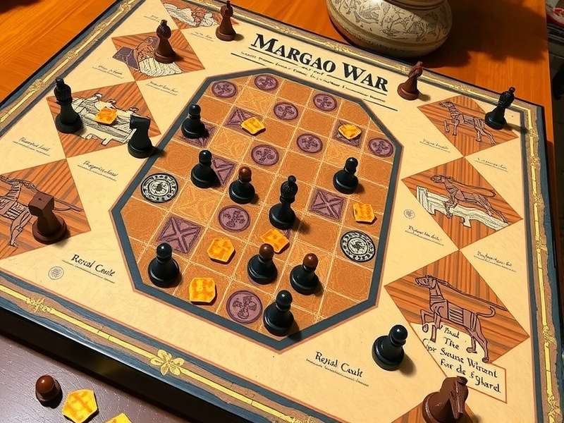 Traditional Margao Sacred War game board with pieces