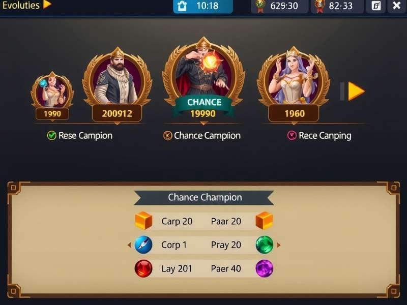 Chance Champion gameplay interface showing various features