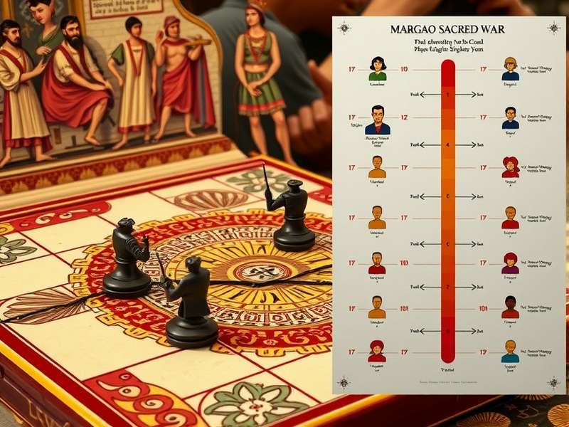 Historical depiction of Margao Sacred War being played in royal court