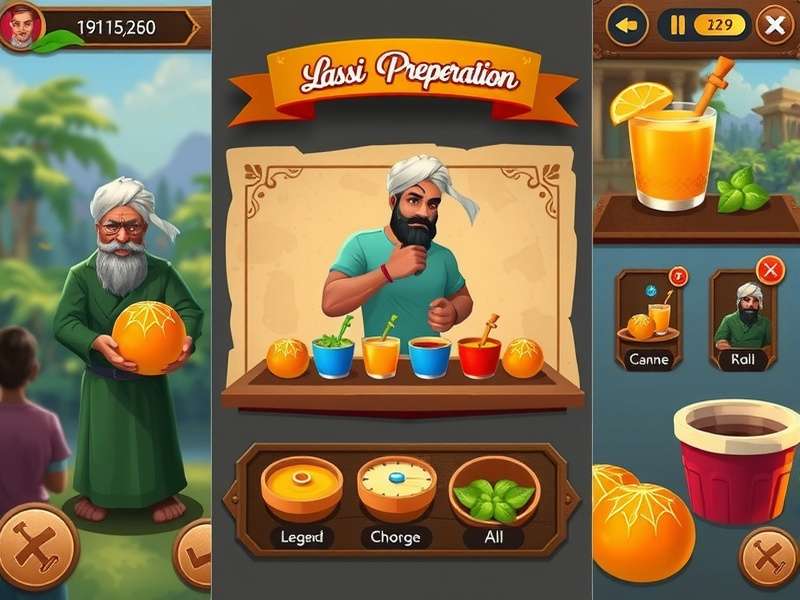 Lassi Legend Forger gameplay screenshot showing character in Indian market