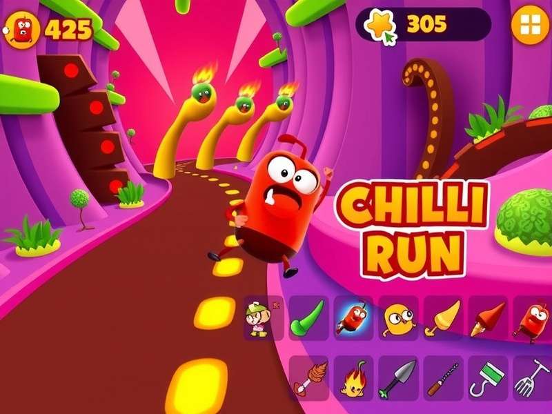 Fiery Chilli Run gameplay screenshot showing character running through colorful environment