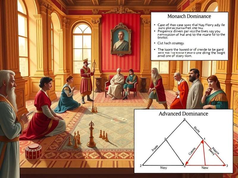 Historical depiction of Monarch Dominance being played in royal court