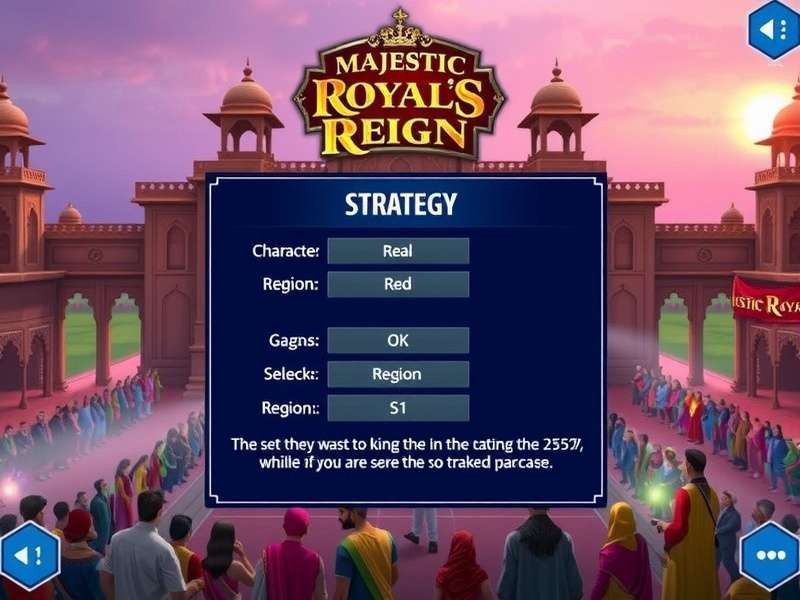 Majestic Royals Reign gameplay screenshot showing royal palace and strategy interface
