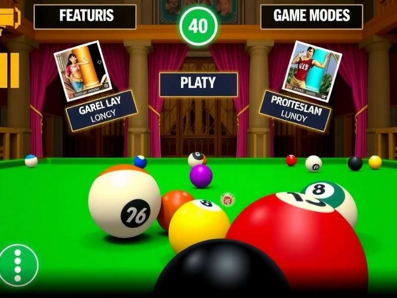 3D India Pool Titan gameplay screenshot showing realistic pool table and balls