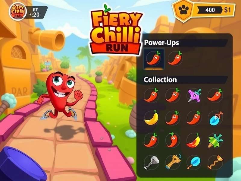 Fiery Chilli Run character selection screen showing different chili pepper characters