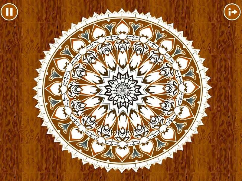 Modern digital adaptation of Mandala Puzzle on tablet