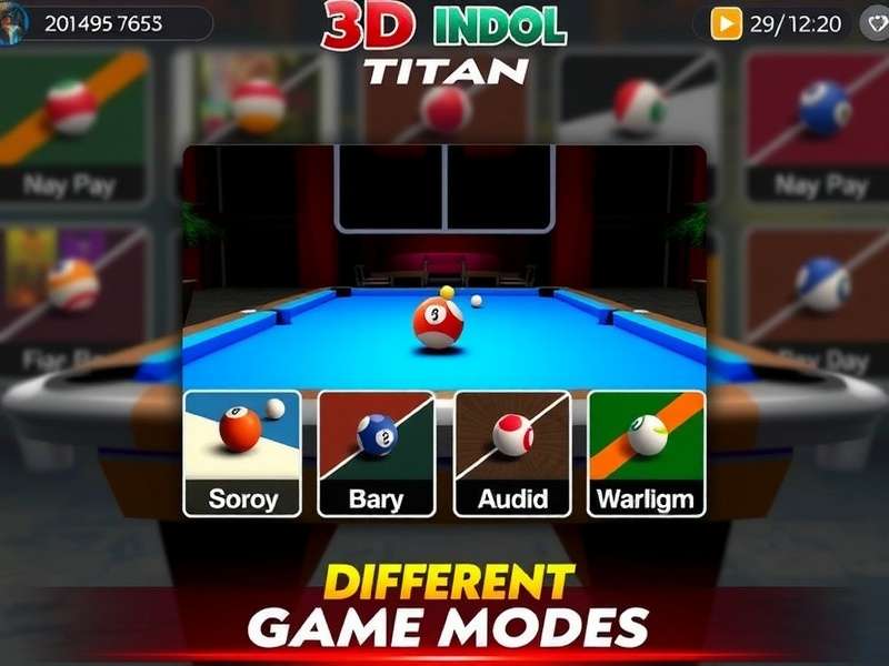 3D India Pool Titan features showcase with different game modes