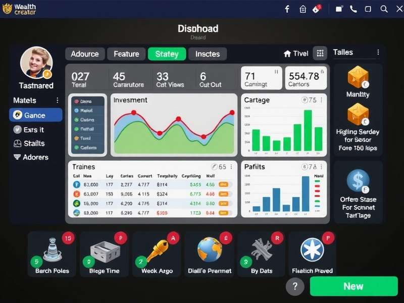 Wealth Elite Creator gameplay interface showing investment dashboard