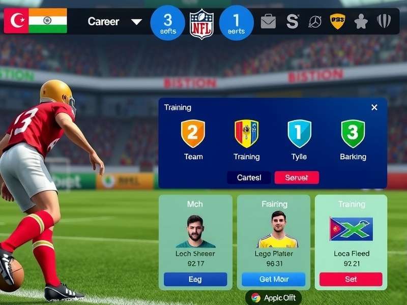Indian Football Ace training interface showing player development options