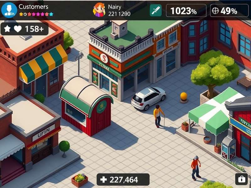 Pixel Town Capitalist visual design showing pixel art buildings and characters