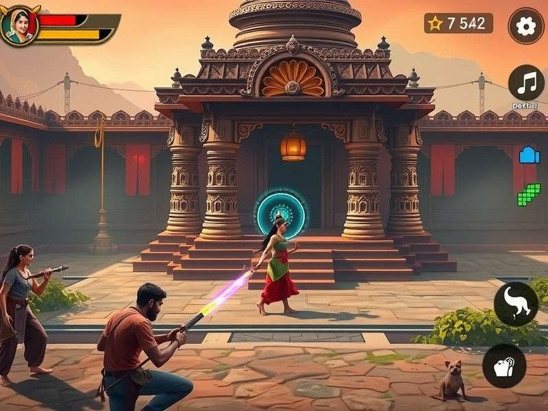 Devi Durga Devotion gameplay screenshot showing temple environment