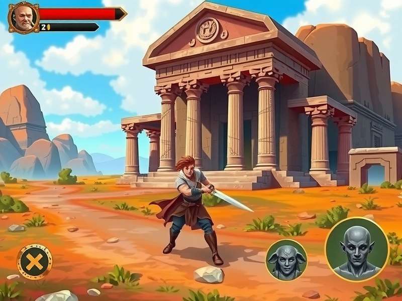 Mace Slayer Legendary Warrior exploration scene showing ancient temple