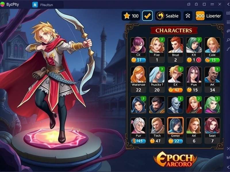 Epoch Archero Heroic Duel character selection and upgrade screen