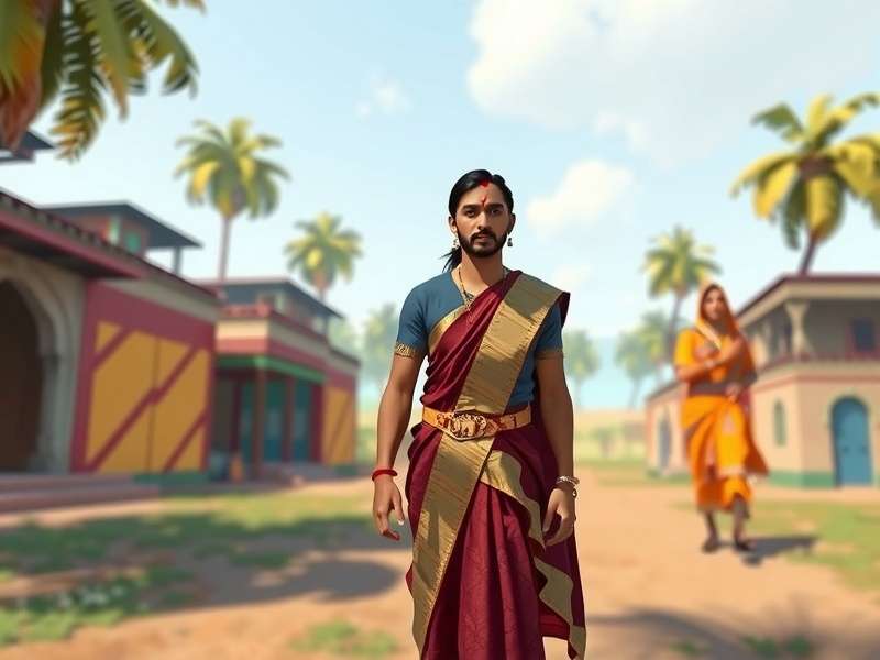 Elite Saree Marathon gameplay screenshot showing character in traditional attire