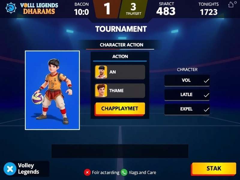 Volley Legends Dharam character selection screen