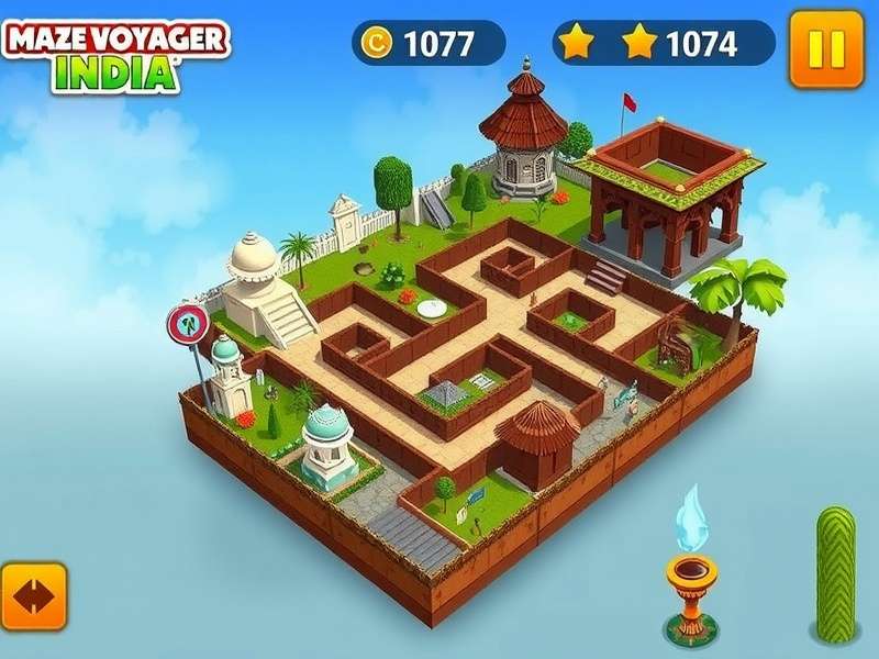 Maze Voyager India gameplay screenshot showing cultural maze design