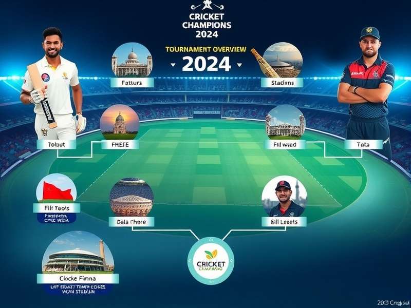 Cricket Champions 2024 venues collage showing different stadiums