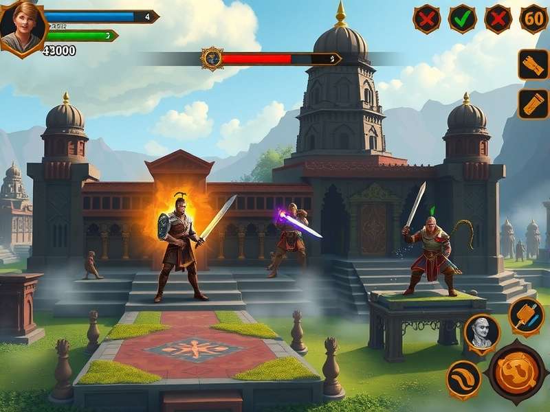 Hoysala Heroics combat interface showing tactical battle