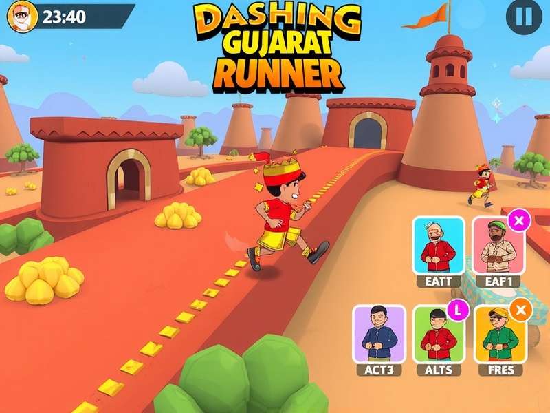 Dashing Gujarat Runner character customization options showing traditional Gujarati outfits