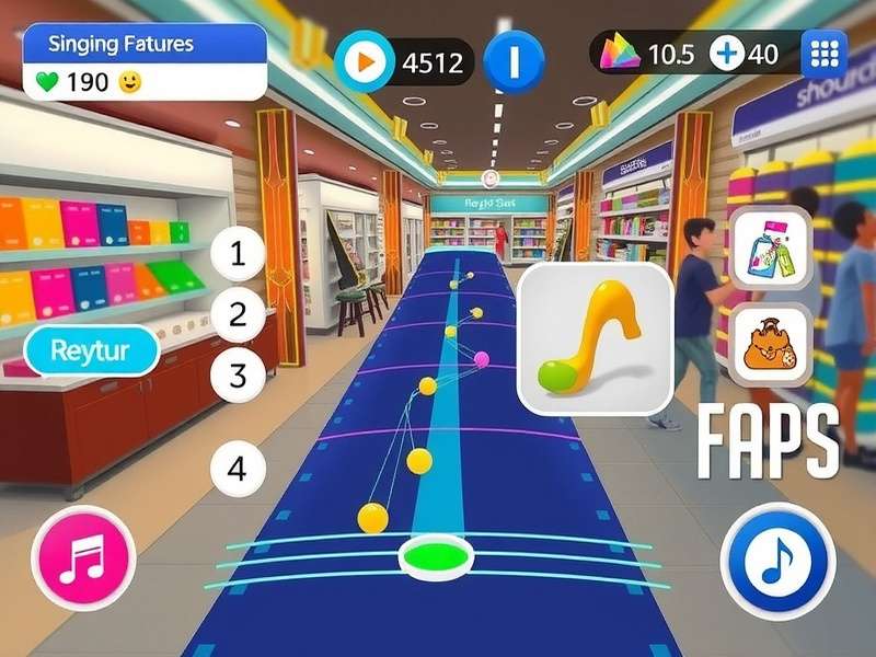 Shopping Sovereign Music Mania feature overview showing multiple gameplay elements