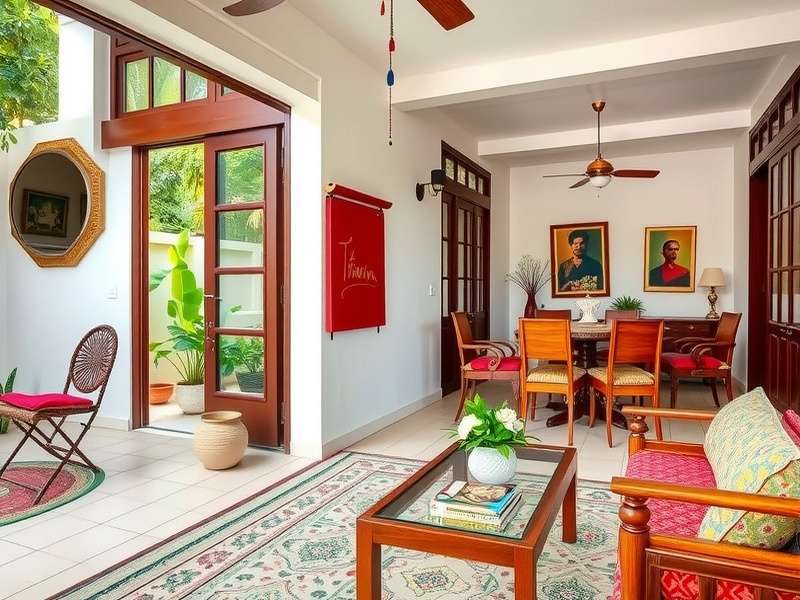 Beautifully restored Bengal bungalow interior with traditional elements