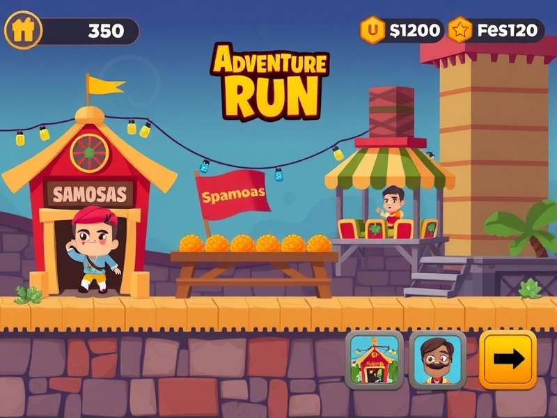 Gameplay screenshot showing street food festival environment