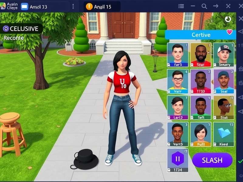 Avakin College Chronicles gameplay screenshot showing character customization
