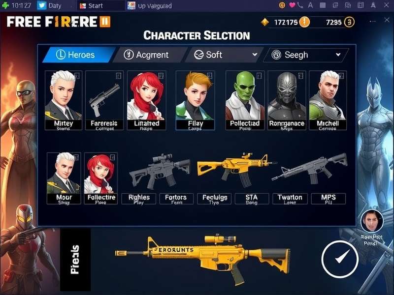 Free Fire Pro Vanguard gameplay screenshot showing character selection