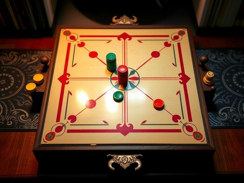 Carrom Warfront Veteran gameplay setup showing board and pieces