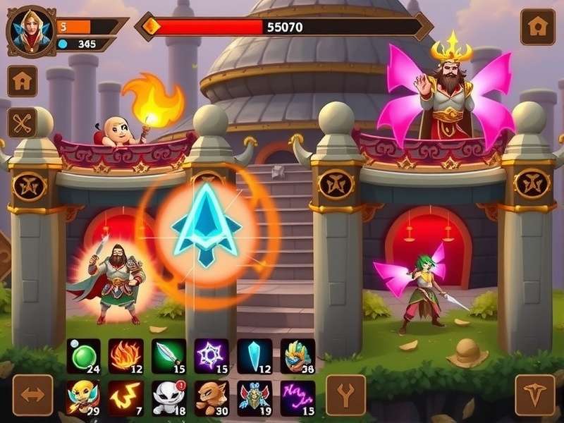 Battle scene from Sacred Shrine Guardian showing guardians defending a temple