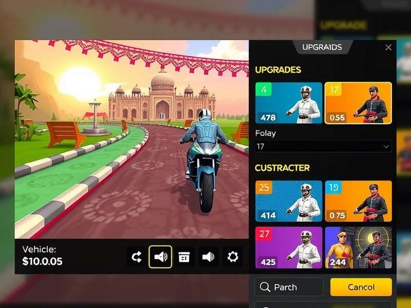Heroic Path Racer gameplay screenshot showing vibrant Indian-inspired racetrack