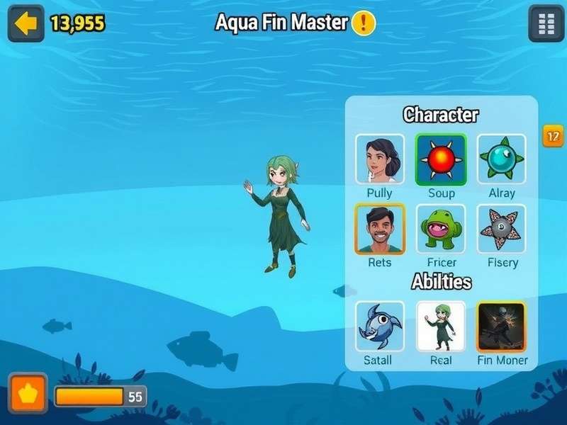 Aqua Fin Master gameplay screenshot showing underwater environment