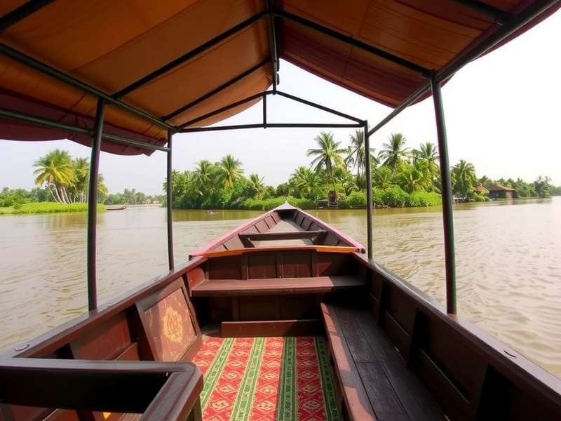 Traditional Kerala houseboat on backwaters
