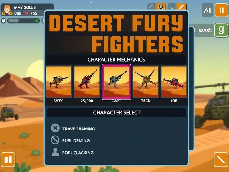 Desert Fury Fighters gameplay screenshot showing desert combat