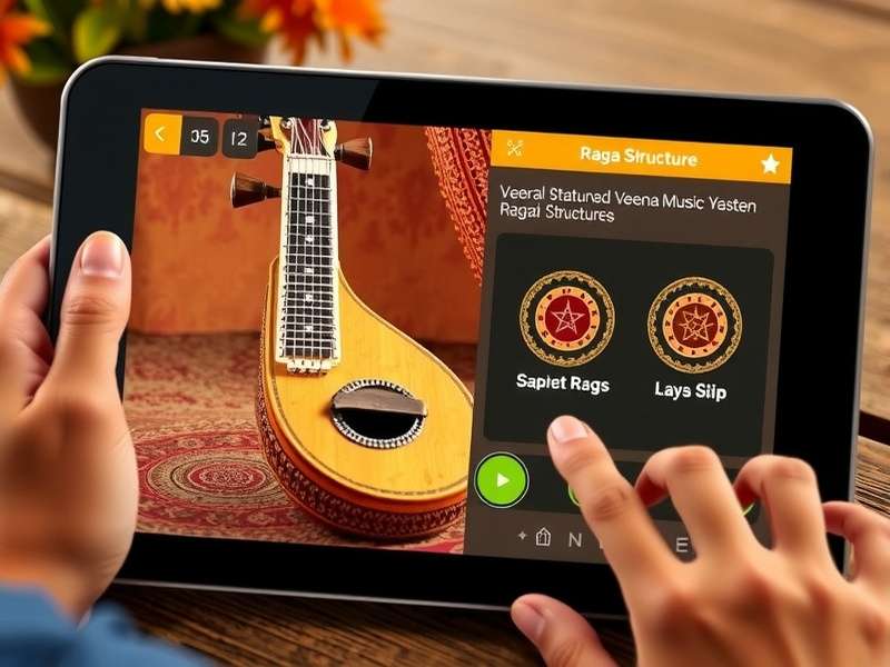 Player interacting with Veena Music Marvel on tablet device