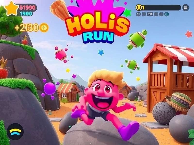 Energetic Holi Run gameplay screenshot showing colorful characters and environments