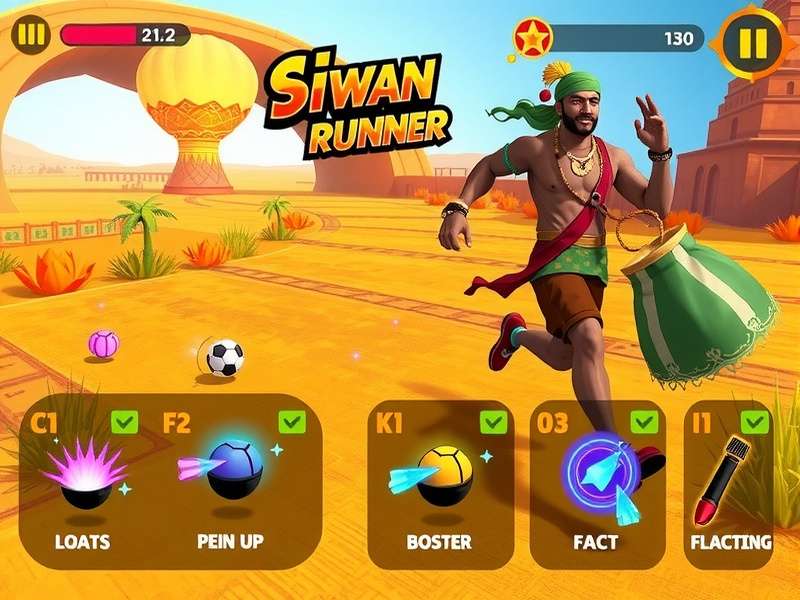 Siwan Flash Runner character customization screen showing various outfits and accessories