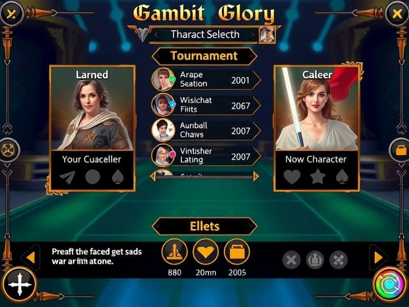 Gambit Glory character selection screen