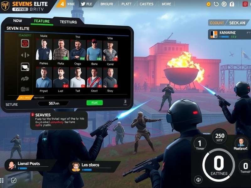 Sevens Elite gameplay screenshot showing character selection and battlefield