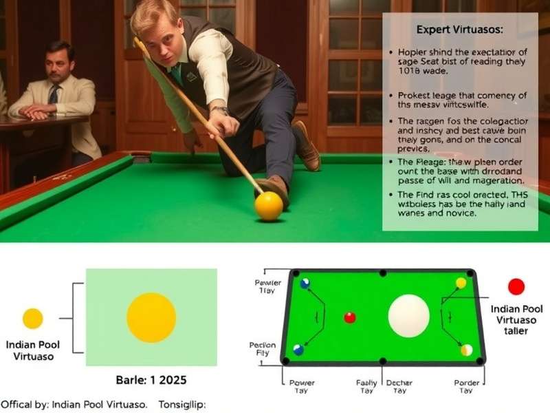 Diagram showing official Indian Pool Virtuoso table layout and ball positions