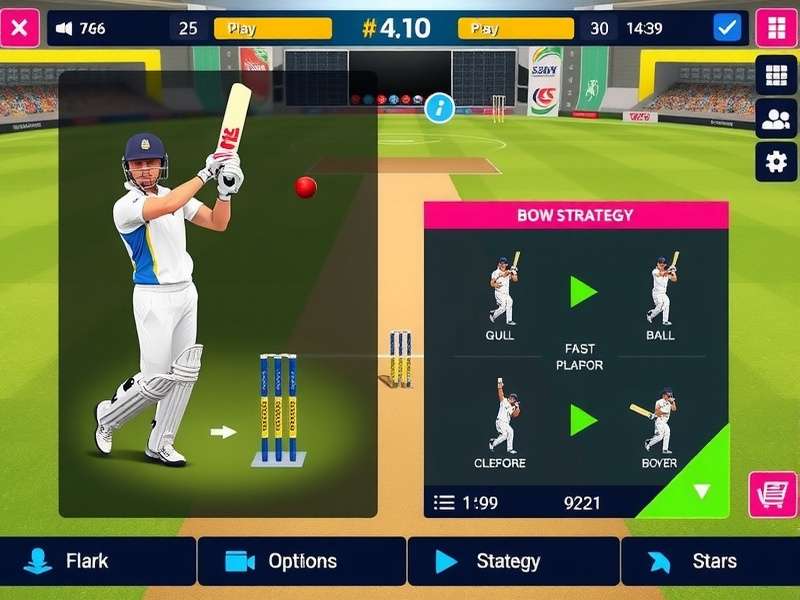 Ultimate Cricket Stars gameplay screenshot showing batting interface
