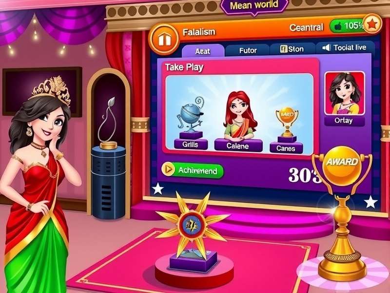 Award ceremony scene in Queen Of Bollywood Glory showcasing achievement system