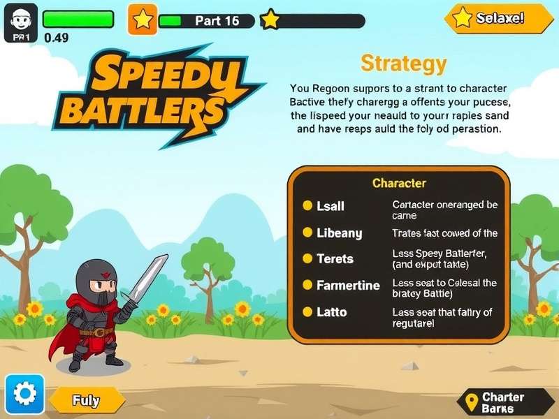 Speedy Battlers character selection screen