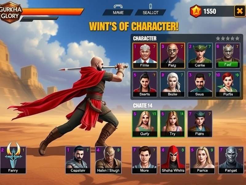 Gurkha Glory character roster showing diverse warriors