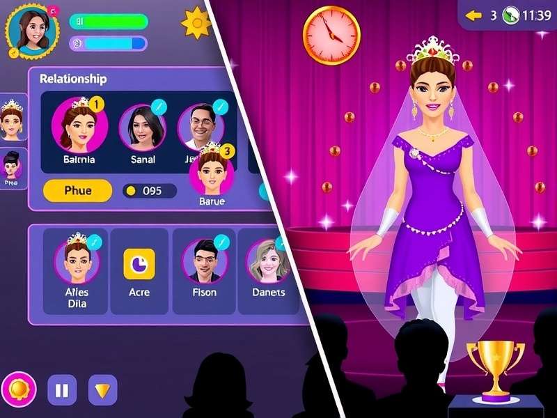 Character interaction screen in Queen Of Bollywood Glory showing relationship management