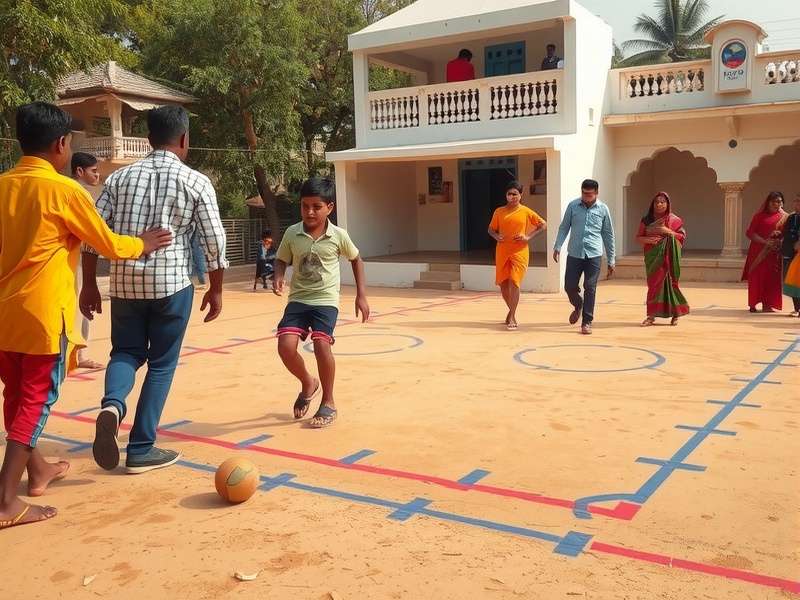 Community gathering during a Shining Scurry tournament festival in rural India