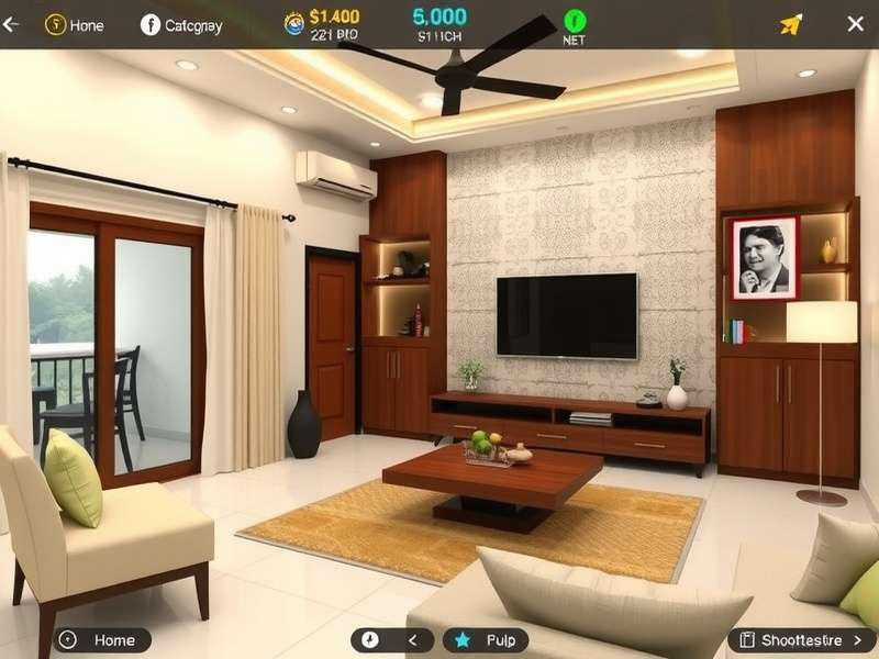 Classy Residence Designer gameplay showing modern Indian home interior