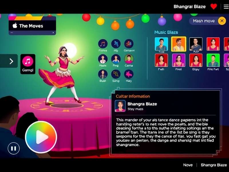 Bhangra Blaze music selection screen with various song options