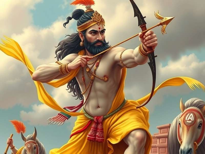 Legendary Archer Dhanush depiction in traditional Indian art